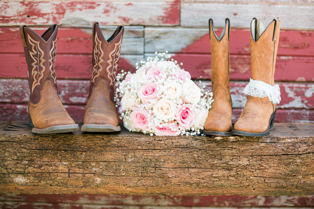  The groom and bride's cowboy boots. 