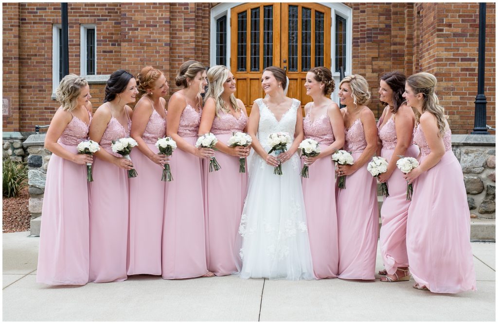 elegant-pink-bridesmaids-dress