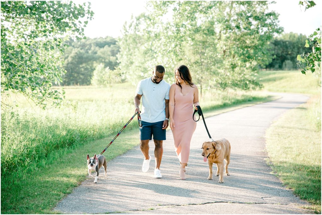 engagement-session-walking-dogs